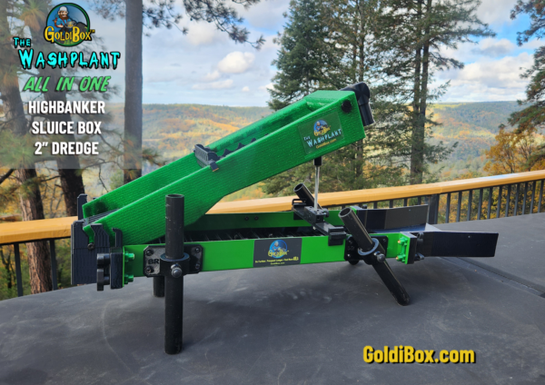 The GoldiBox Washplant All In One. Highbanker, Sluice Box and Gold Dredge all combined into one compact and lightweight gold recovery system