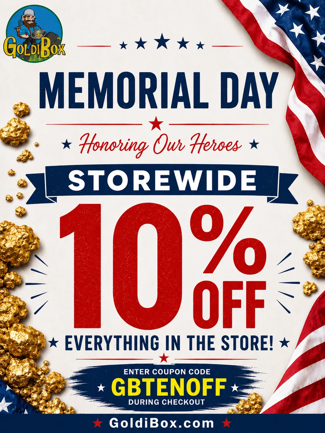 4th of July Sale with 10% off storewide using code GB4TH.